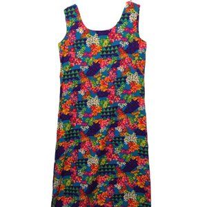 Vintage Hand Made Floral MAXI Dress BRIGHT Neon Colors Spring/Summer 196…